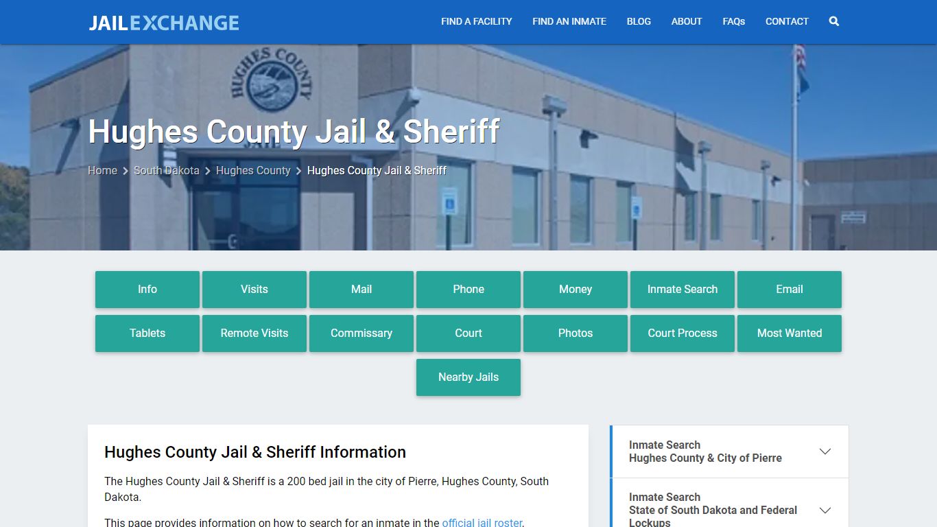 Hughes County Jail & Sheriff, SD Inmate Search, Information